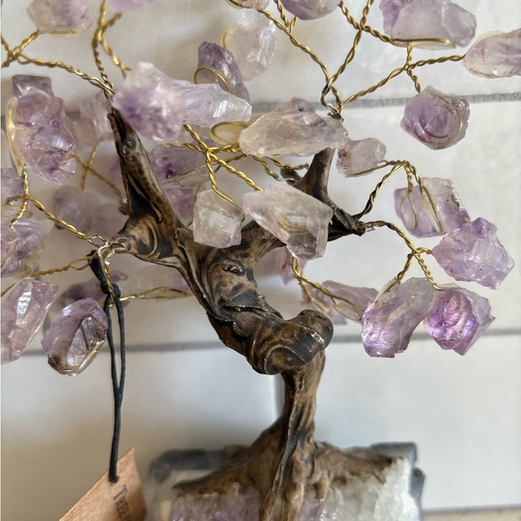 Amethyst Tree of Life on Amethyst Base 8” H Purple Crystal Rock Wire Art - Picture 5 of 7